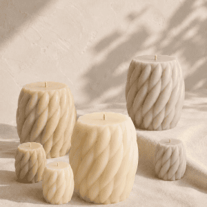 Bougie sculpturale tressée